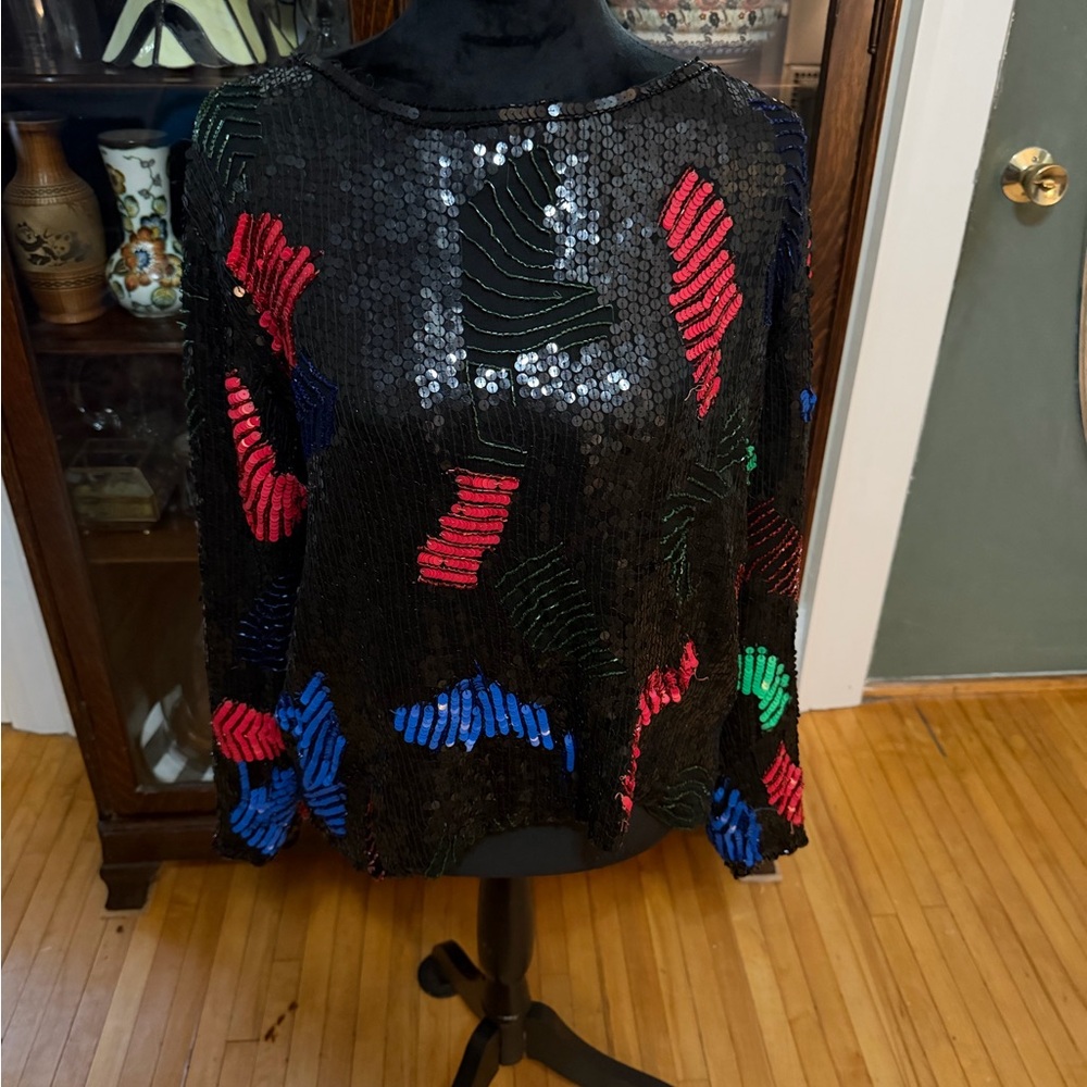 Sequin Multicolor Long Sleeve Top